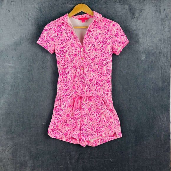 Lilly Pulitzer Jorgie Romper Sz XS in Pink Shandy Invest A Gator **see pics - Picture 2 of 10